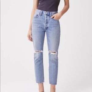 NWT Agolde Riley Crop High Rise Straight Leg Jeans in Escalate